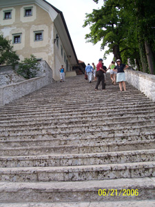 Steps up to the island